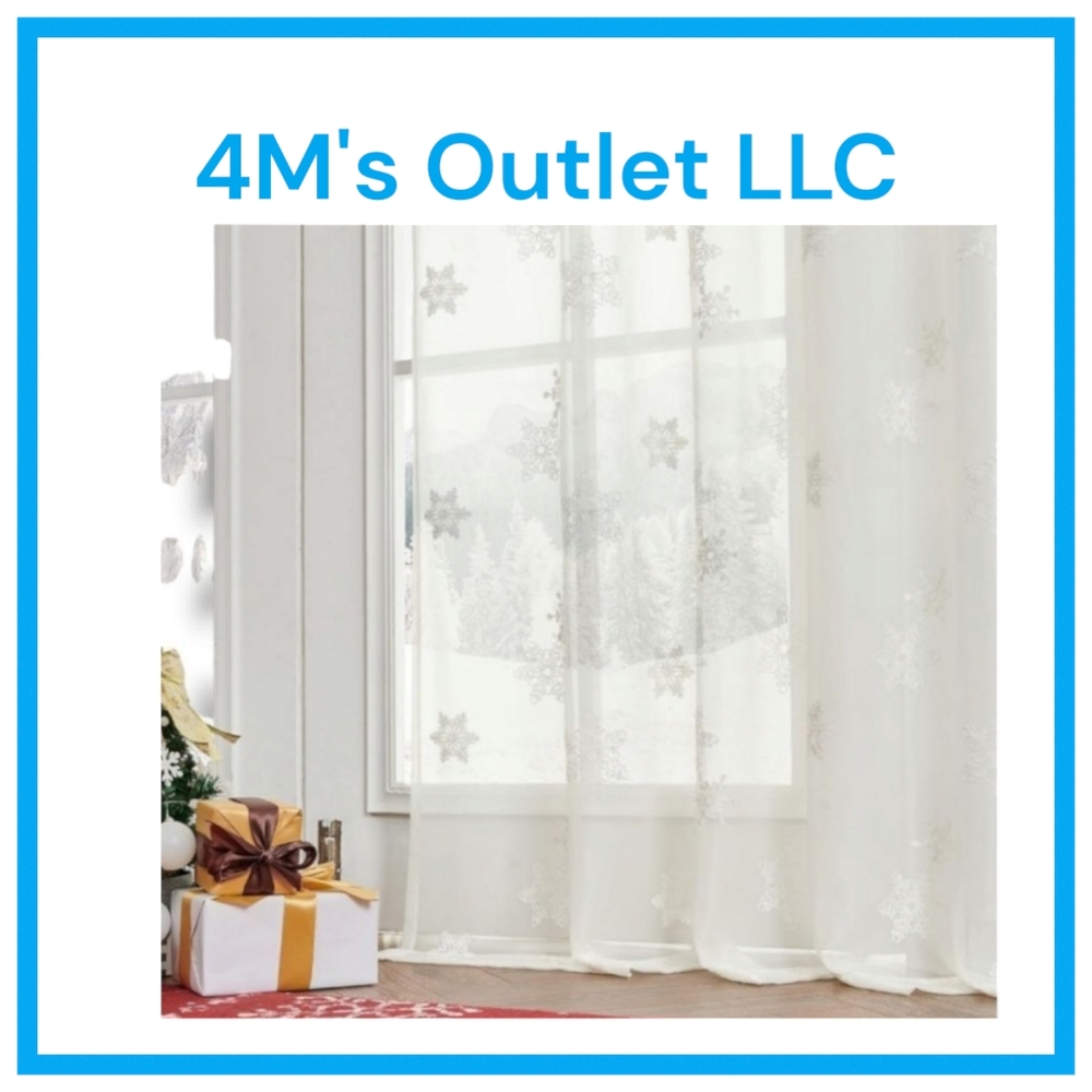 Christmas Curtains White Snowflake Embroidered Sheer Curtains 72 Inches Long